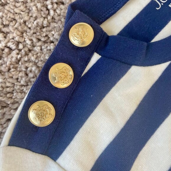 J.CREW TOP CREW NECK TAILORED GOLDEN BUTTONS BLUE LINES SZ S COASTAL SAILOR CORE - Picture 11 of 16